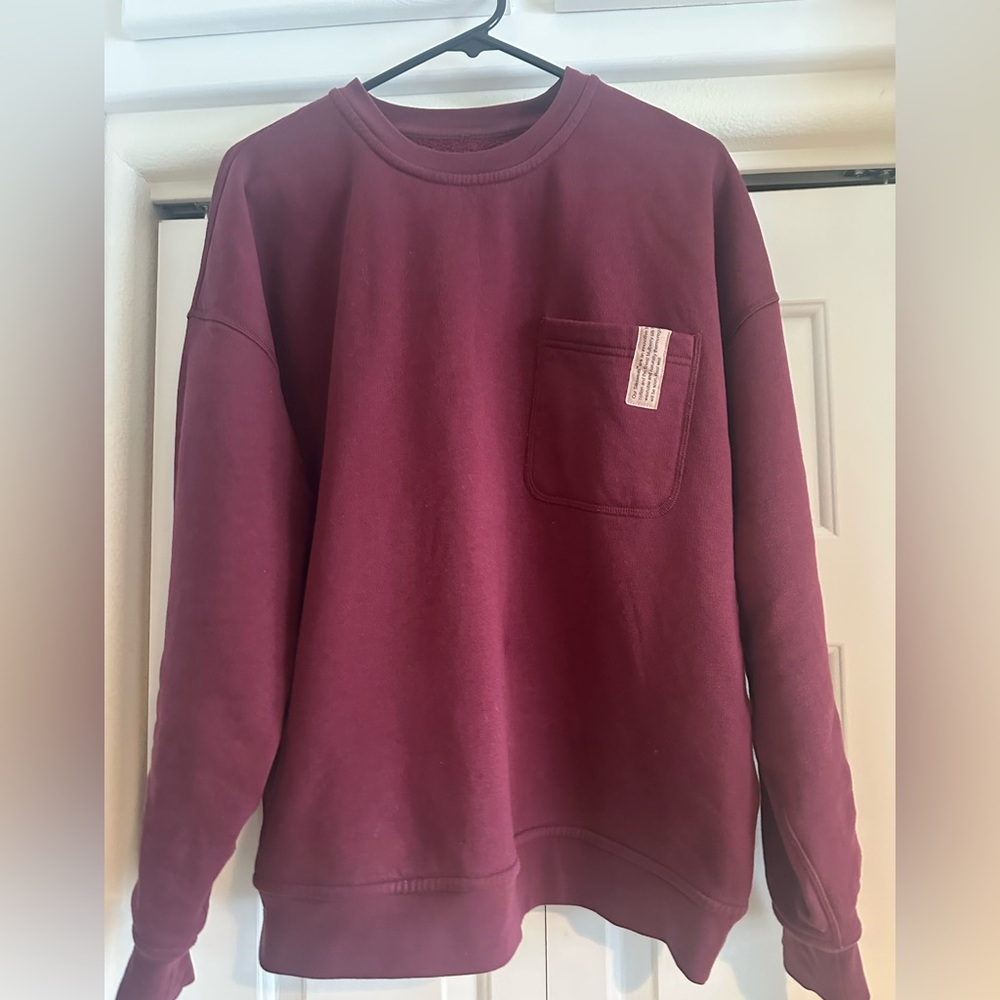 LUNYA BNWT Silksweats™ Reversible Pocket Sweatshirt in Calliope Wine Size L